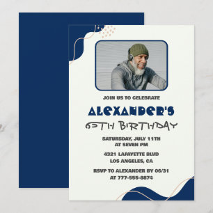 65. Geburtstag Einladungen Männer Blue Simple Foto