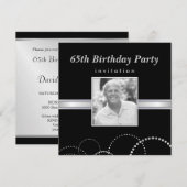 65. Geburtstag Einladungen zum Silver & Black Foto (Vorne/Hinten)