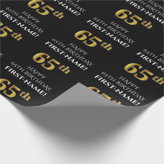 65. Geburtstag: Elegant, schwarz, Imitate Gold Loo Geschenkpapier