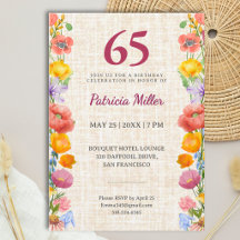 65. Geburtstag Elegante Florale Gartenparty