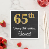 65. Geburtstag ~ Elegante Luxuriöse Imitate Gold L Serviette (Beispiel)