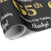 65. Geburtstag: Elegante Luxuriöse Imitate Gold Lo Geschenkpapier (Rolleneckpunkt)