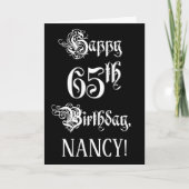 65. Geburtstag: Extravagant, Elegantes Script + In Karte (Vorderseite)