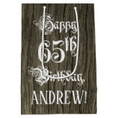 65. Geburtstag: Extravagant, Imitate Holzsehen + I Mittlere Geschenktüte (Rückseite)