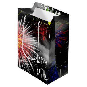 65. Geburtstag Feuerwerk in Clouds Medium Geschenk Mittlere Geschenktüte
