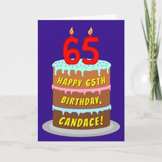 65. Geburtstag: Fun Cake and Candles + Individuell Karte (Vorderseite)