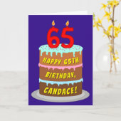 65. Geburtstag: Fun Cake and Candles + Individuell Karte (Gelbe Blume)