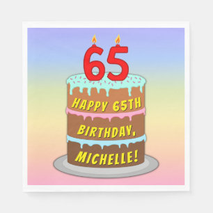 65. Geburtstag: Fun Cake and Candles + Individuell Serviette