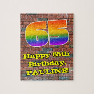 65. Geburtstag: Fun Graffiti-Inspiriert Regenbogen Puzzle