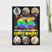 65. Geburtstag: Fun Rainbow #, Individuelle Name & Karte (Vorderseite)