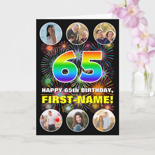 65. Geburtstag: Fun Rainbow #, Individuelle Name & Karte (Orchidee)