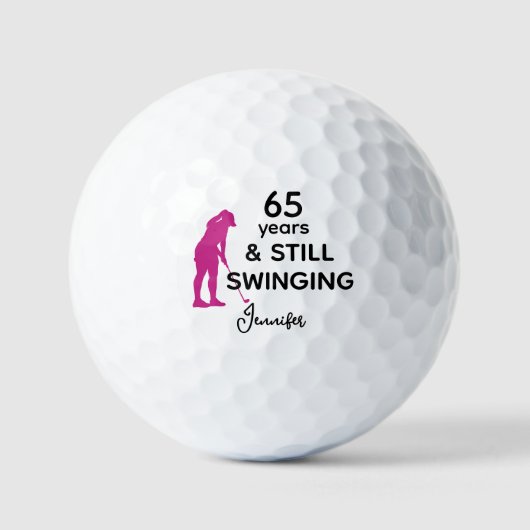 65. Geburtstag Funny Women Golfer noch schwingen Golfball (Vorderseite)
