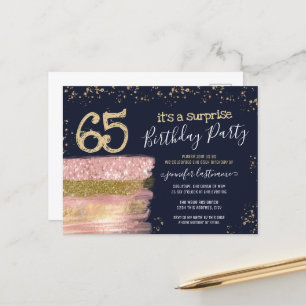 65. Geburtstag Glitter-Kuchen Überraschungsparty P Postkarte