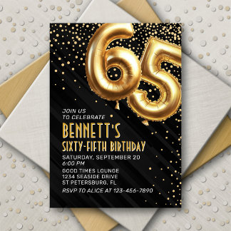65. Geburtstag Gold Black Einladung