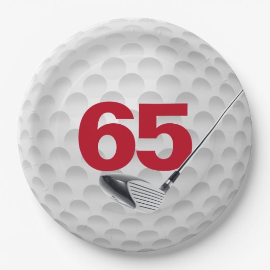 65. Geburtstag Golf Ball Design Paper Plate Pappteller (Vorderseite)