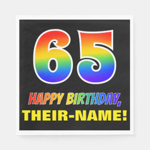 65. Geburtstag: kühl, Spaß, einfach, Regenbogen Serviette