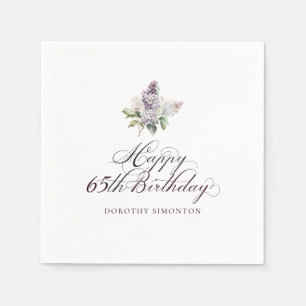 65. Geburtstag Lila Lilac Spring Blume Cocktail Serviette