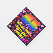 65. Geburtstag: Loving Hearts Pattern, Regenbogen Serviette (Ecke)