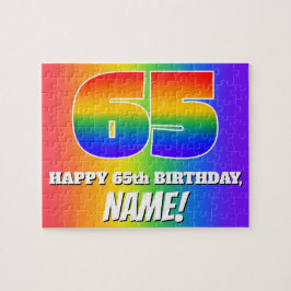 65. Geburtstag — mehrfarbiges Regenbogenmuster "65 Puzzle