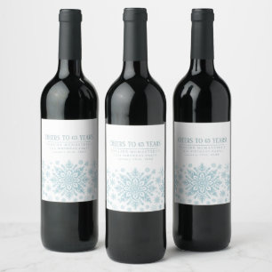 65. Geburtstag Minimalistisch Blue Snowflake Custo Weinetikett