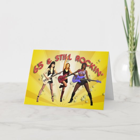 65. Geburtstag mit einem Mädchenband Karte (Vorderseite)
