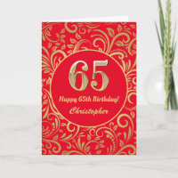 65. Geburtstag Muster Rot und Gold Floral