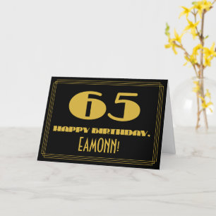 65. Geburtstag: Name + Art Deco Inspiriert Look "6 Karte