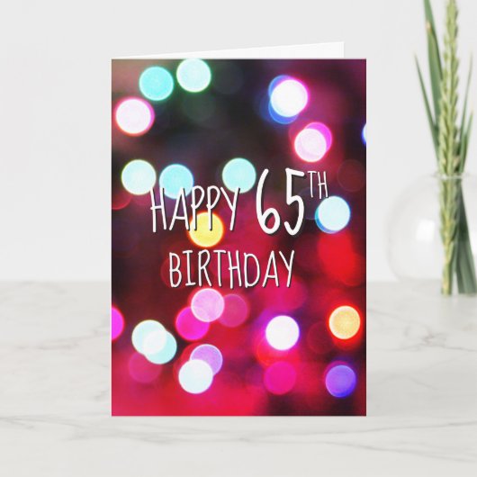65. Geburtstag Neon-Partylichter Karte (Vorderseite)