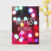 65. Geburtstag Neon-Partylichter Karte (Gelbe Blume)