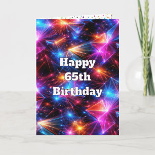 65. Geburtstag Neon-Polygon abstrakt Karte