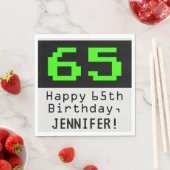 65. Geburtstag - Nerdy / Geeky Style "65" & Name Serviette (Beispiel)