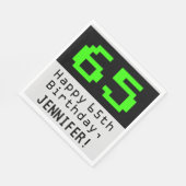 65. Geburtstag - Nerdy / Geeky Style "65" & Name Serviette (Ecke)