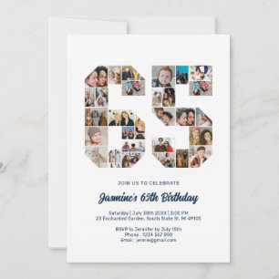 65. Geburtstag Nr. 65 Custom Foto Collage Einladung