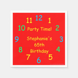 65. Geburtstag, Party, Name, Rotes Papier Serviette