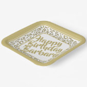 65. Geburtstag Party Nummer Muster Gold Weiß Pappteller (Gewinkelt)