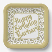 65. Geburtstag Party Nummer Muster Gold Weiß Pappteller (Vorderseite)