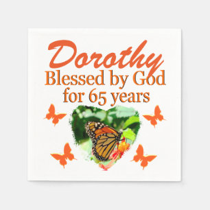 65. GEBURTSTAG PERSONALISIERTE BUTTERFLY NAPKINS SERVIETTE