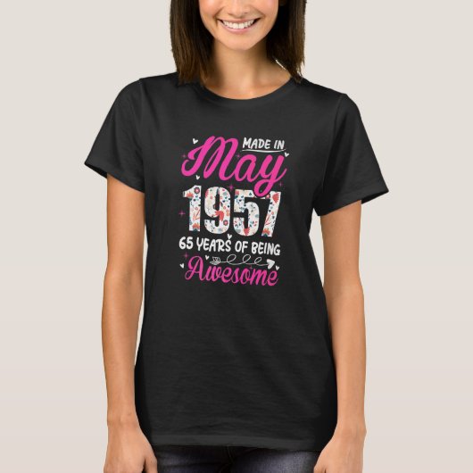 65. Geburtstag Phantastisch seit Mai 1957 T-Shirt (Vorderseite)