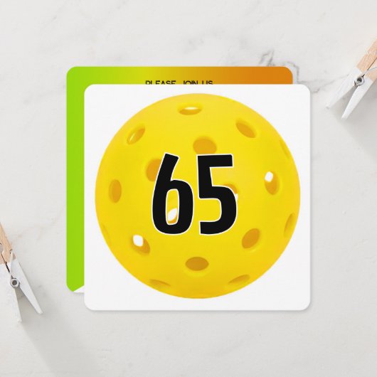 65. Geburtstag Pickleball-Party Einladung (Vorderseite/Rückseite Beispiel)