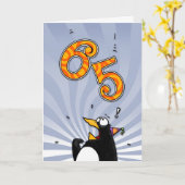 65. Geburtstag - Pinguin-Überraschungs-Karte Karte (Gelbe Blume)