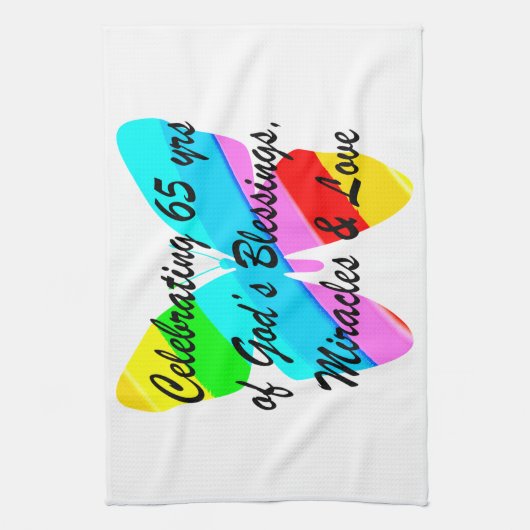 65. GEBURTSTAG RAIN BUTTERFLY-DESIGN GESCHIRRTUCH (Vertikal)