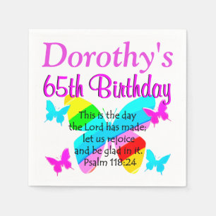 65. GEBURTSTAG RAINBOW BUTTERFLY NAPKINS SERVIETTE
