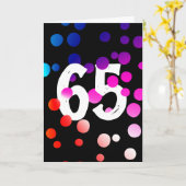 65. Geburtstag Rainbow Dots auf Black Karte (Gelbe Blume)