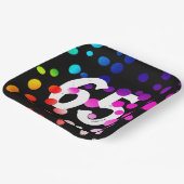 65. Geburtstag Rainbow Dots auf Black Pappteller (Gewinkelt)