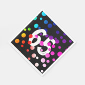 65. Geburtstag Rainbow Dots auf Black Serviette (Ecke)