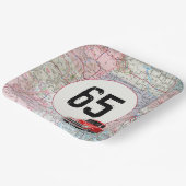 65. Geburtstag Red Retro Truck auf Roadmap Pappteller (Gewinkelt)