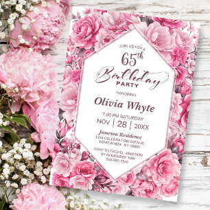 65. Geburtstag Rosa Party Einladung