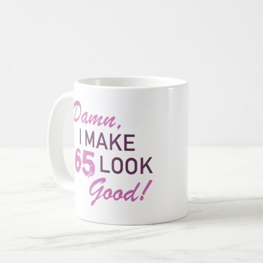 65. Geburtstag Spaß Kaffeetasse (Vorderseite Links)