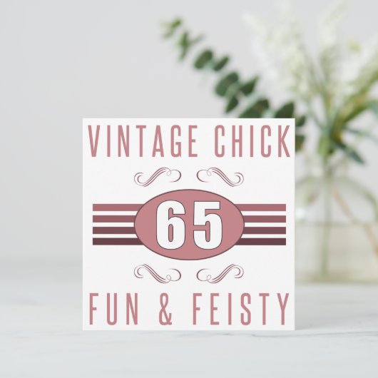 65. Geburtstag Vintag Karte (Stehend Vorderseite)