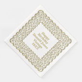 65. Geburtstag Zahlenmuster Scallops Gold/Weiß Serviette (Ecke)